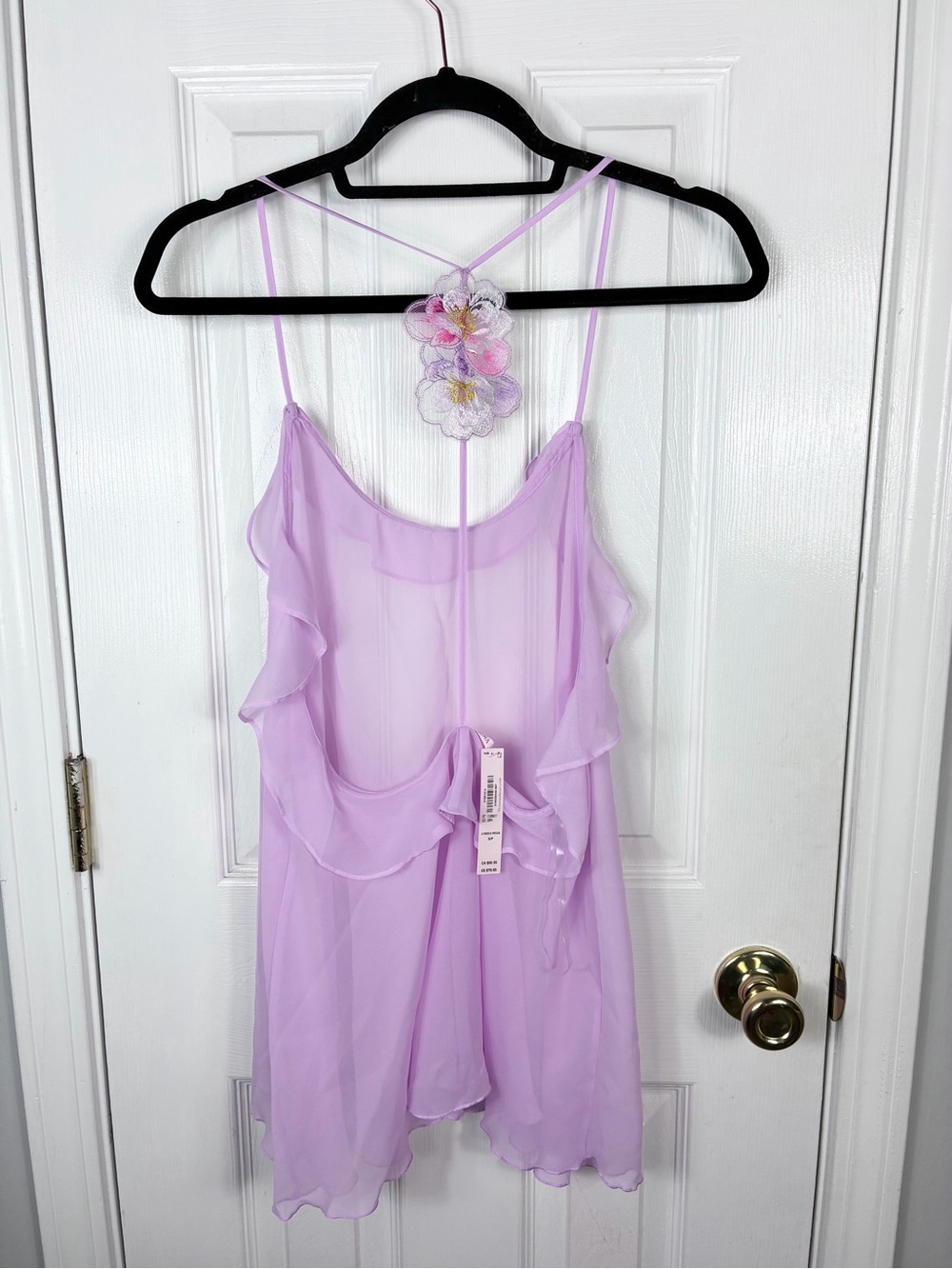 Victoria’s Secret Watercolor Embroidery Chiffon Babydoll Set Lingerie Small - Picture 4 of 5